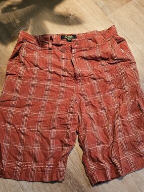 men's Attitude Gold cargo shorts red White plaid pattern Y2k Size 34 Summer